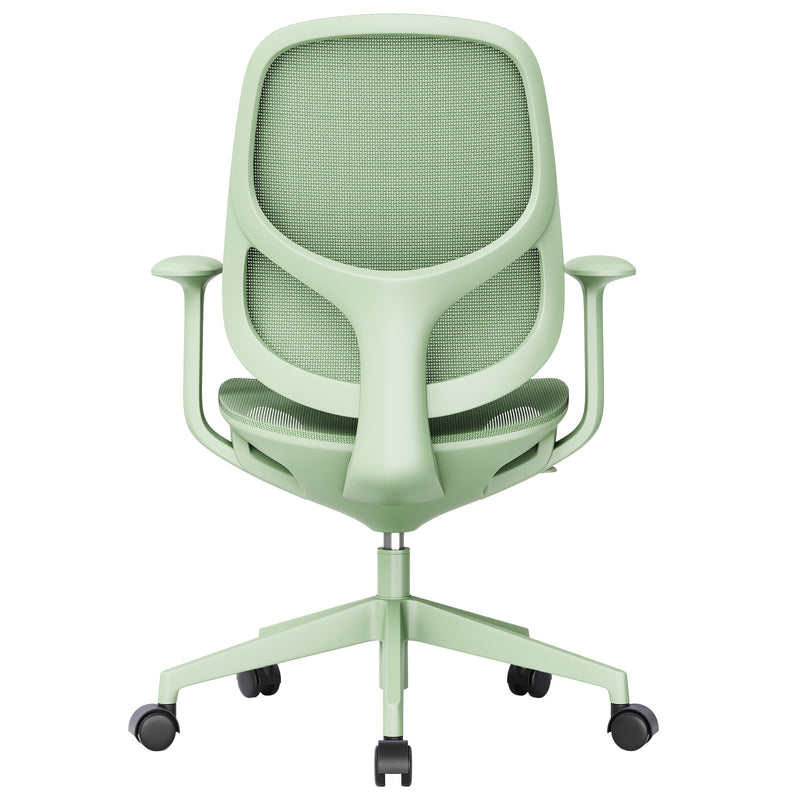 BREATHE Office Swivel Chair | Fixed Armrests, 5-Star Base, Green - 6 Main Image