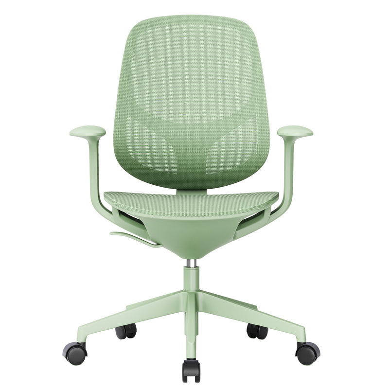 BREATHE Office Swivel Chair | Fixed Armrests, 5-Star Base, Green - 3 Main Image