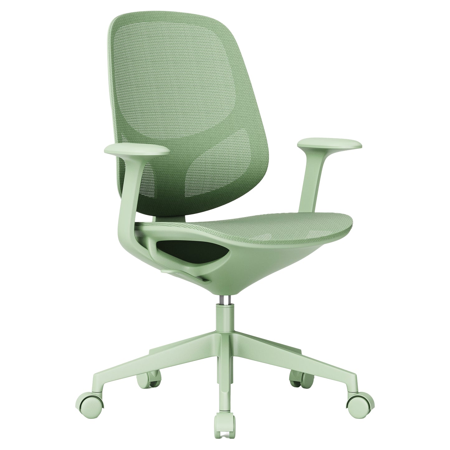 BREATHE Bürodrehstuhl | Feste Armlehnen, 5-Stern-Fußkreuz, Grün