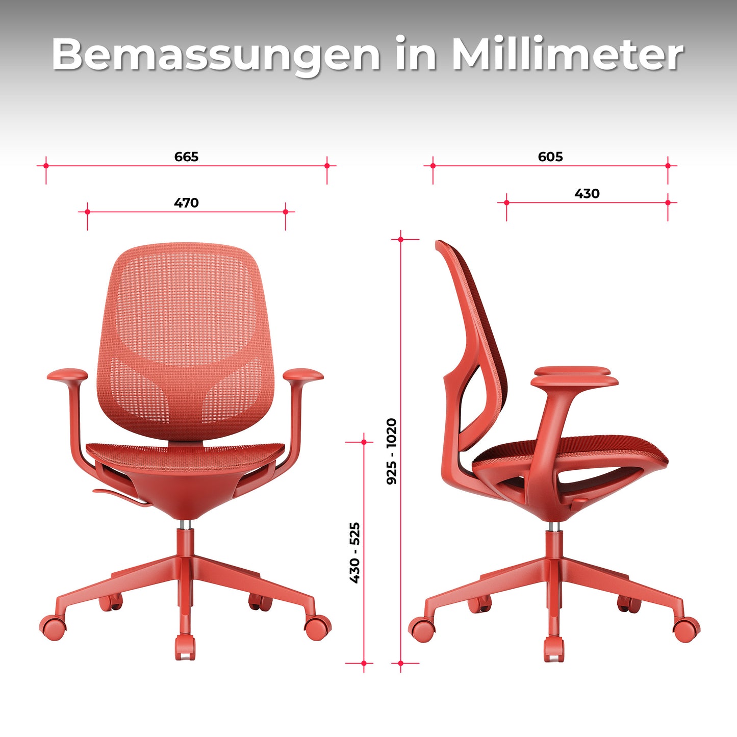 BREATHE Bürodrehstuhl | Feste Armlehnen, 5-Stern-Fußkreuz, Grün