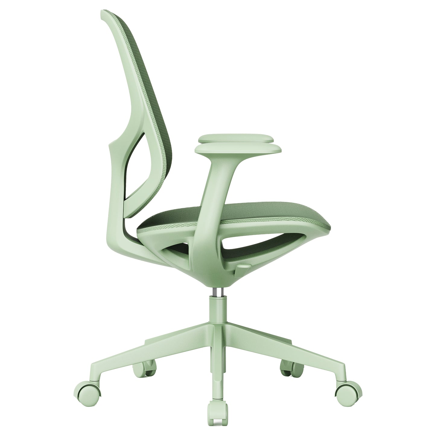 BREATHE Bürodrehstuhl | Feste Armlehnen, 5-Stern-Fußkreuz, Grün