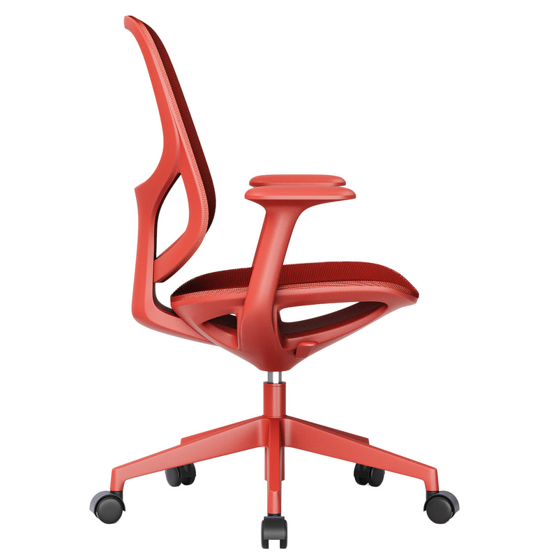 BREATHE office swivel chair | Fixed armrests, 5-star base, red - 4 Main Image