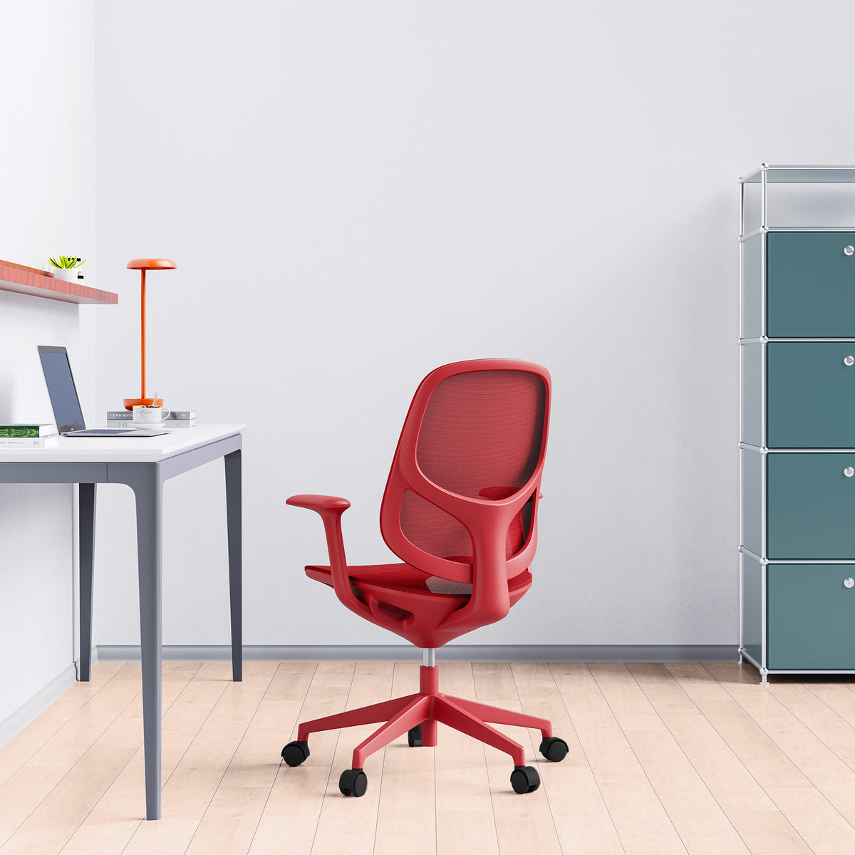BREATHE office swivel chair | Fixed armrests, 5-star base, red - 2 Lightbox Main Image