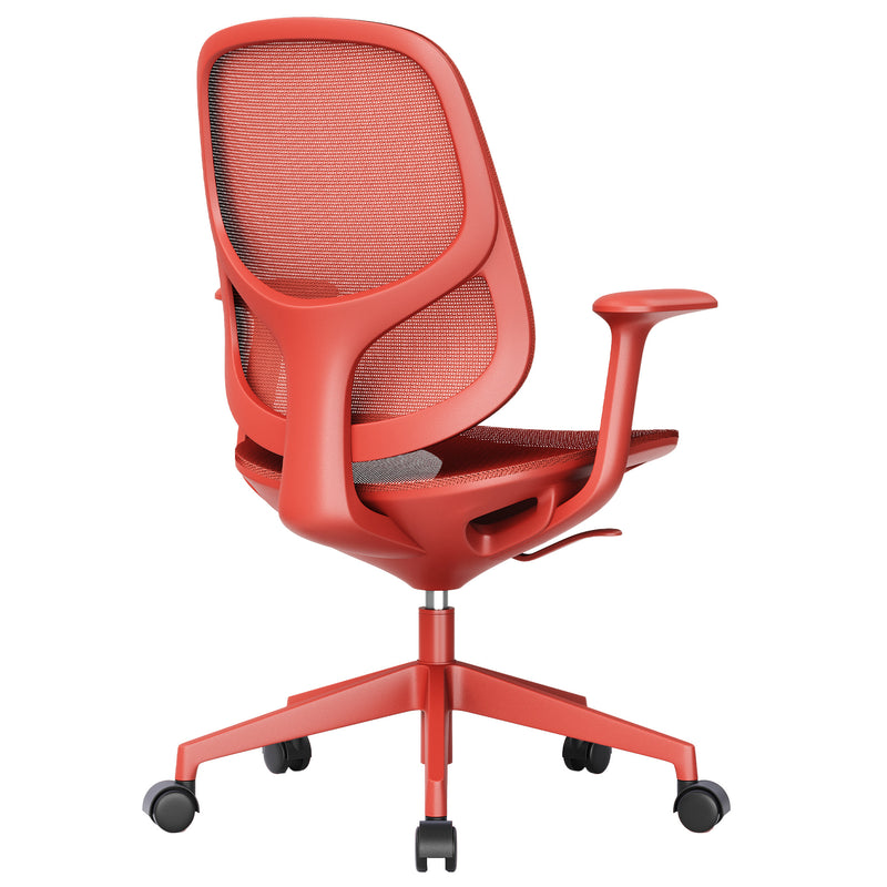 BREATHE office swivel chair | Fixed armrests, 5-star base, red - 5 Main Image