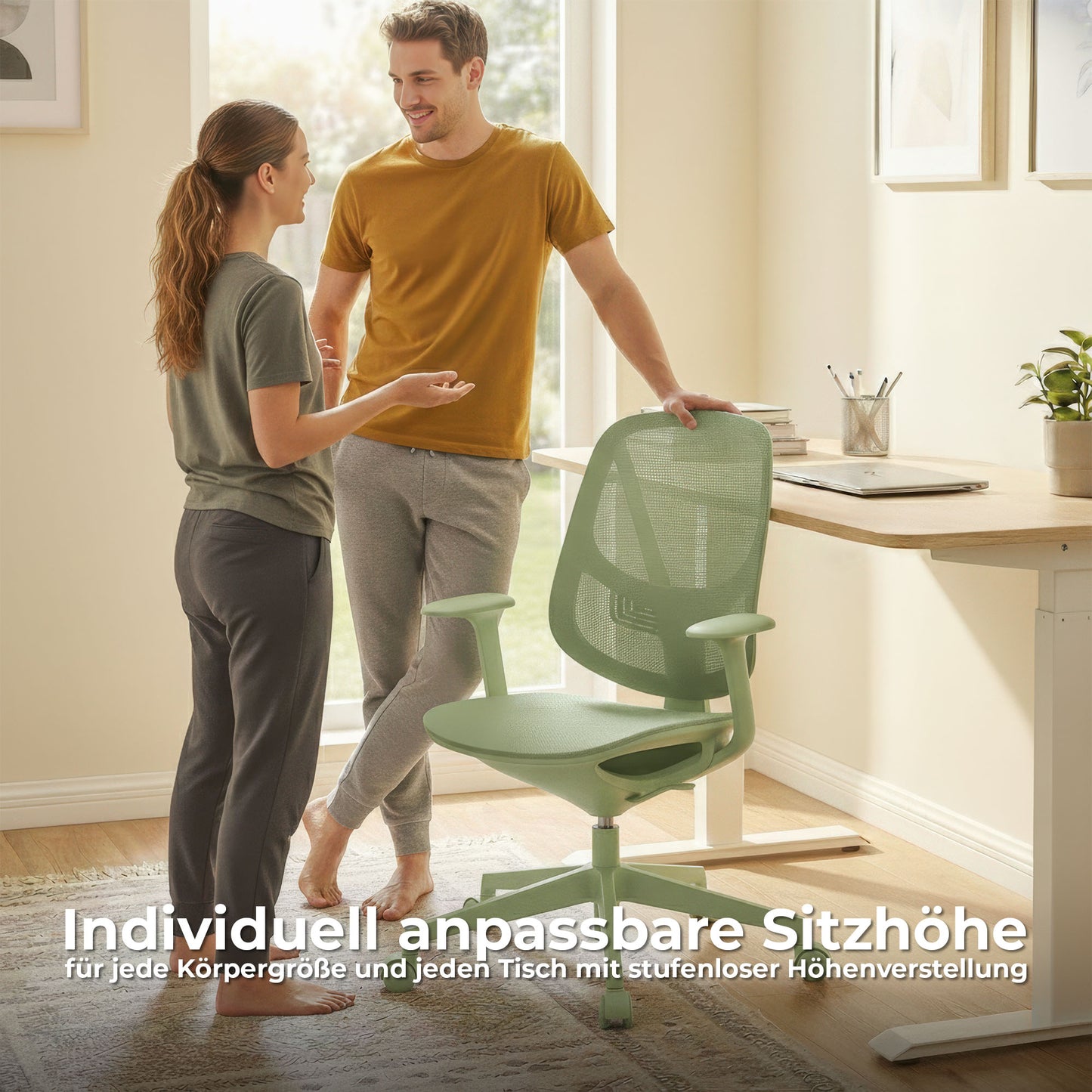 BREATHE Bürodrehstuhl | Feste Armlehnen, 5-Stern-Fußkreuz, Rot