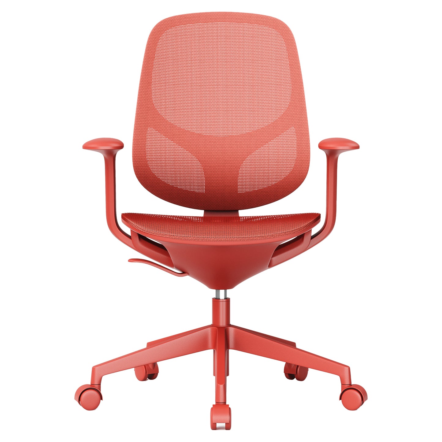 BREATHE Bürodrehstuhl | Feste Armlehnen, 5-Stern-Fußkreuz, Rot
