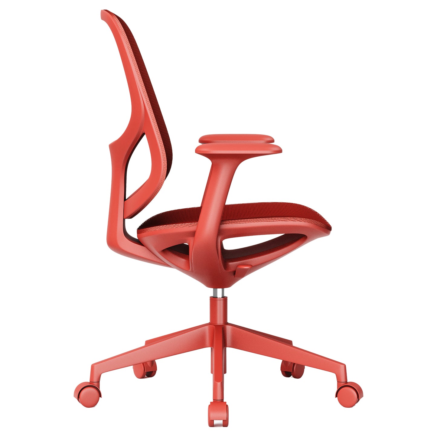 BREATHE Bürodrehstuhl | Feste Armlehnen, 5-Stern-Fußkreuz, Rot