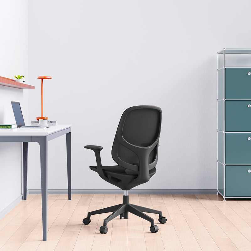 BREATHE office swivel chair | Fixed armrests, 5-star base, Black  - 2 Main Image