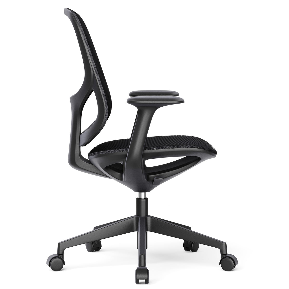 BREATHE office swivel chair | Fixed armrests, 5-star base, Black  - 4 Lightbox Main Image