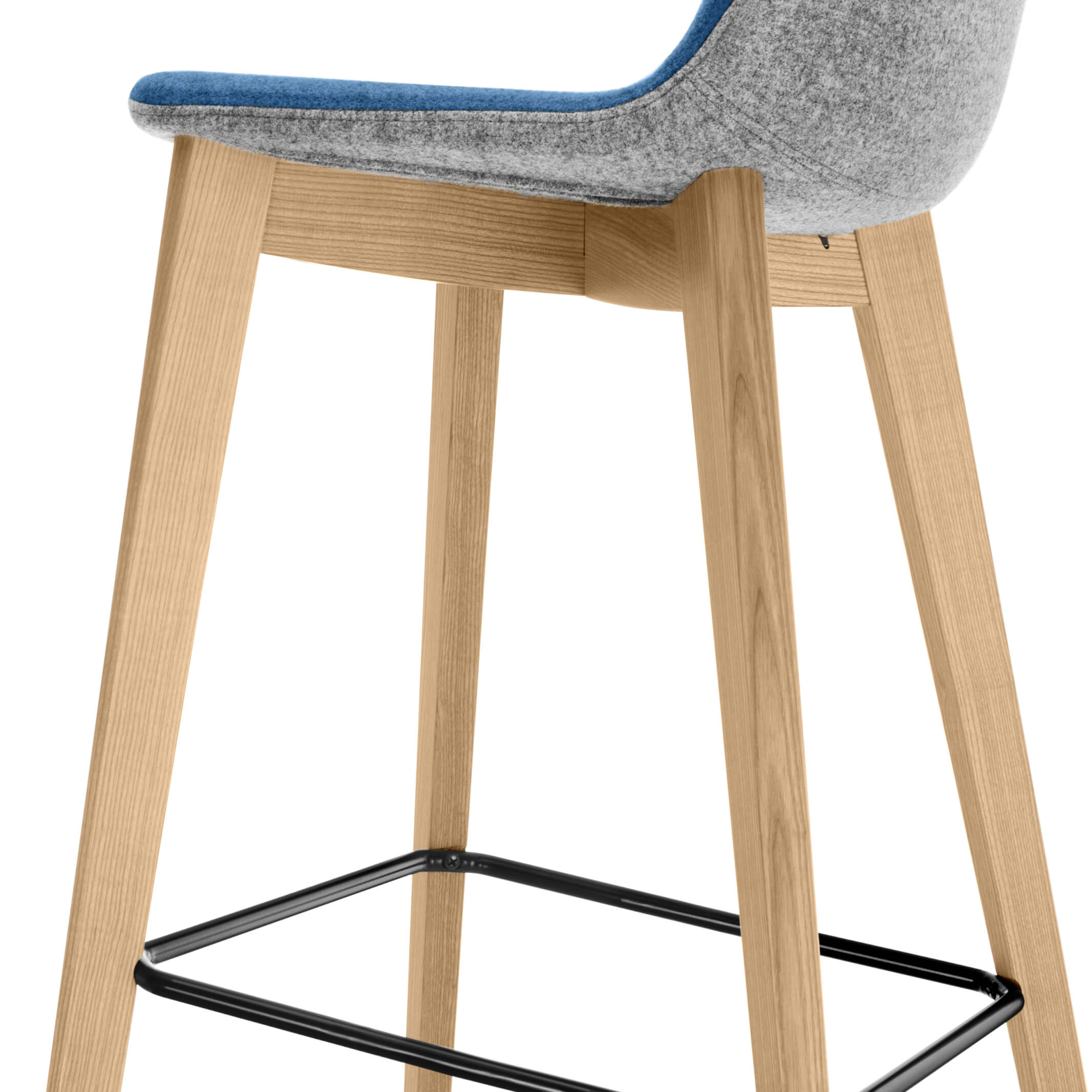 TWIST&SIT Sgabello da bar | Telaio in legno massiccio, altezza del sedile da 635 mm, copertura di lana sinergia