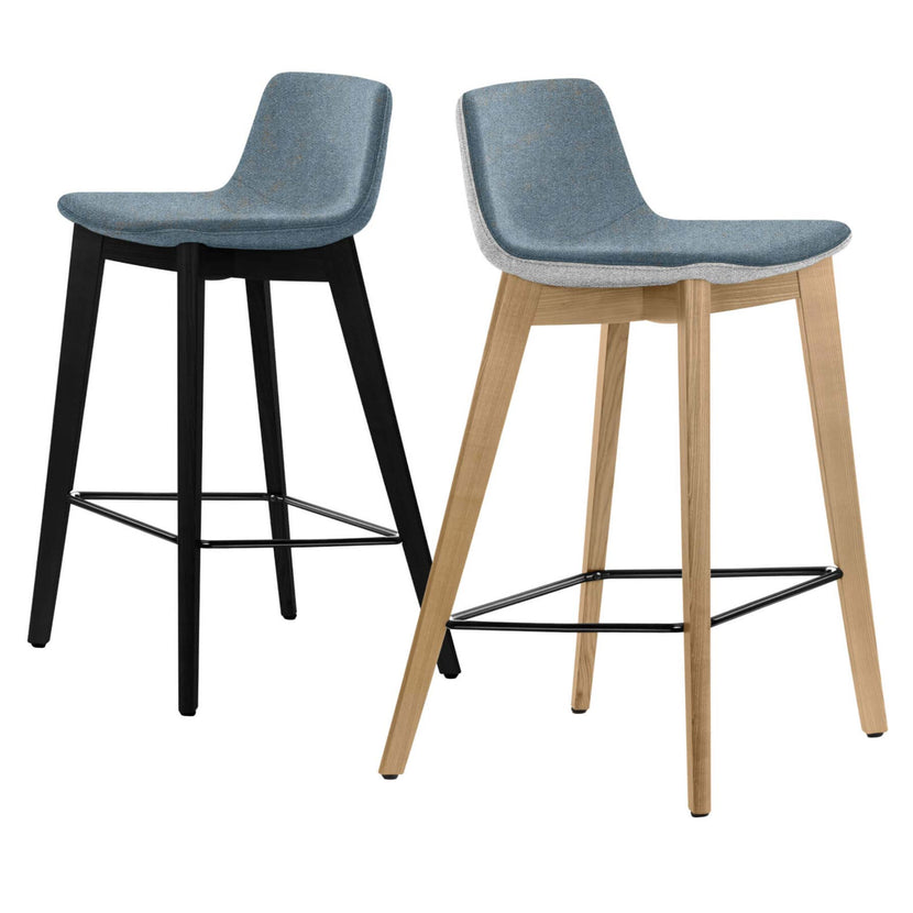 TWIST&SIT Sgabello da bar | Telaio in legno massiccio, altezza del sedile da 635 mm, copertura di lana sinergia
