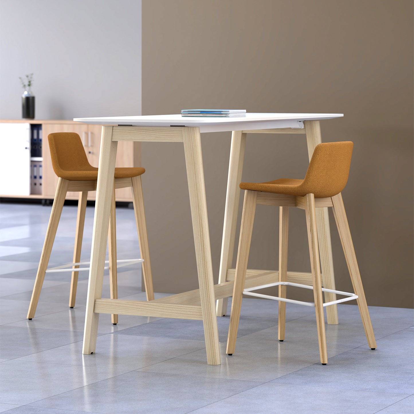 TWIST&amp;SIT bar stool | Solid wood frame, 635 mm seat height, wool cover SYNERGY