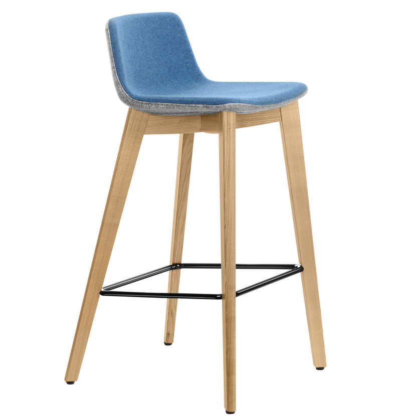 TWIST&SIT Sgabello da bar | Telaio in legno massiccio, altezza del sedile da 635 mm, copertura di lana sinergia