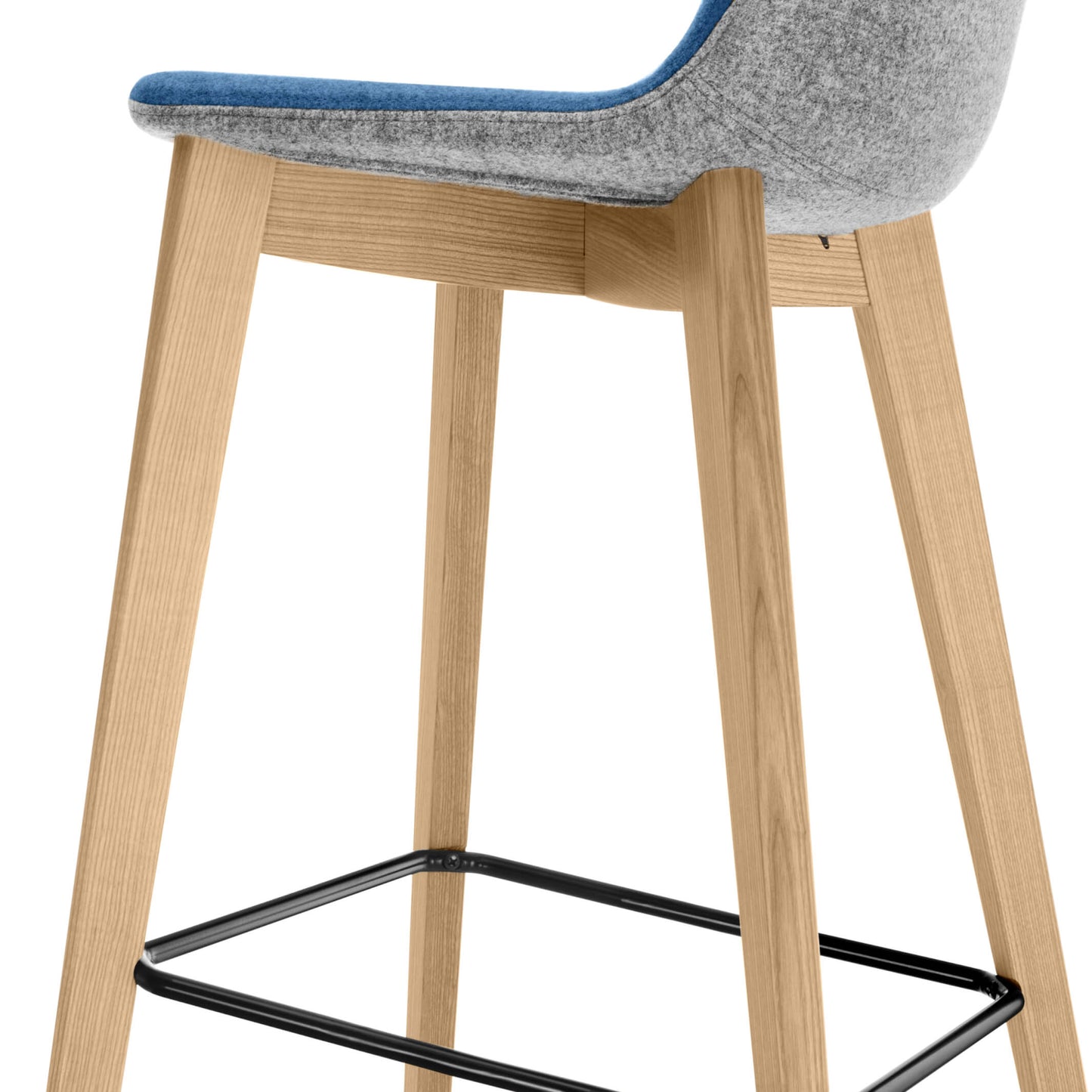 TWIST&SIT Barhocker | Massivholz-Gestell, 635 mm Sitzhöhe, Wollbezug VELITO