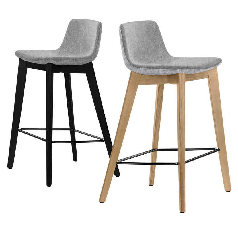 TWIST&SIT Sgabello da bar | Telaio in legno massiccio, altezza del sedile da 635 mm, velio di copertura di lana