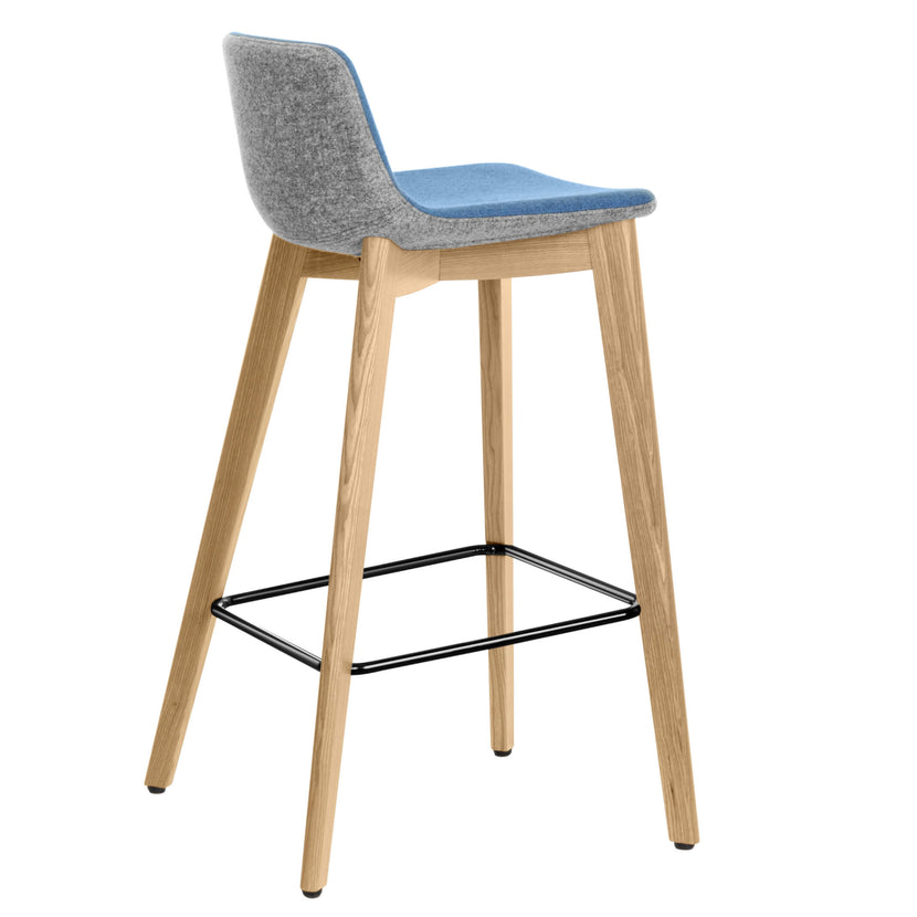 TWIST&SIT Sgabello da bar | Telaio in legno massiccio, altezza del sedile da 635 mm, velio di copertura di lana