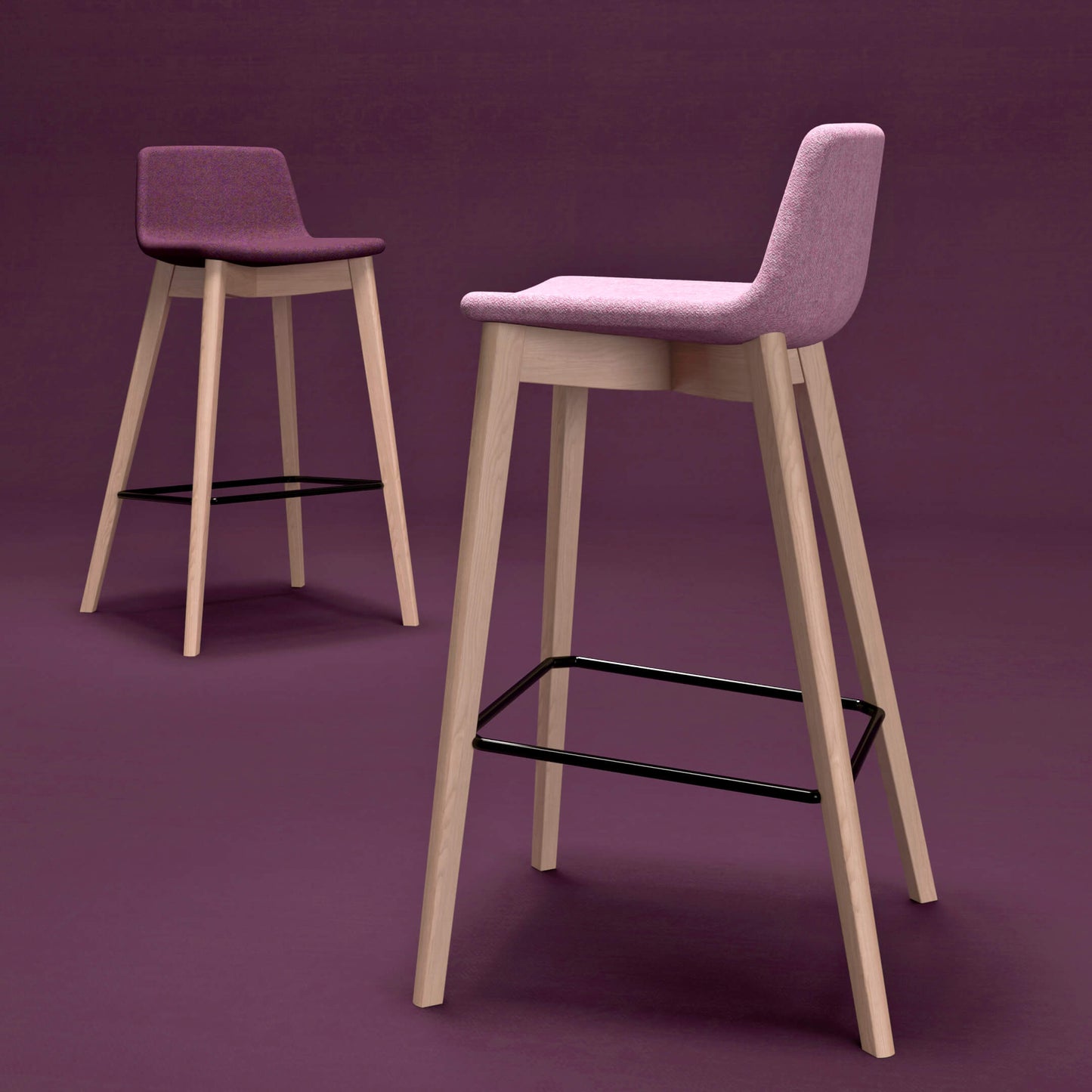 TWIST&amp;SIT bar stool | Solid wood frame, 735 mm seat height, wool cover VELITO