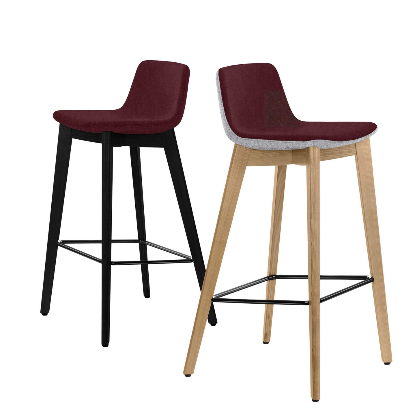 TWIST&amp;SIT bar stool | Solid wood frame, 735 mm seat height, wool cover VELITO