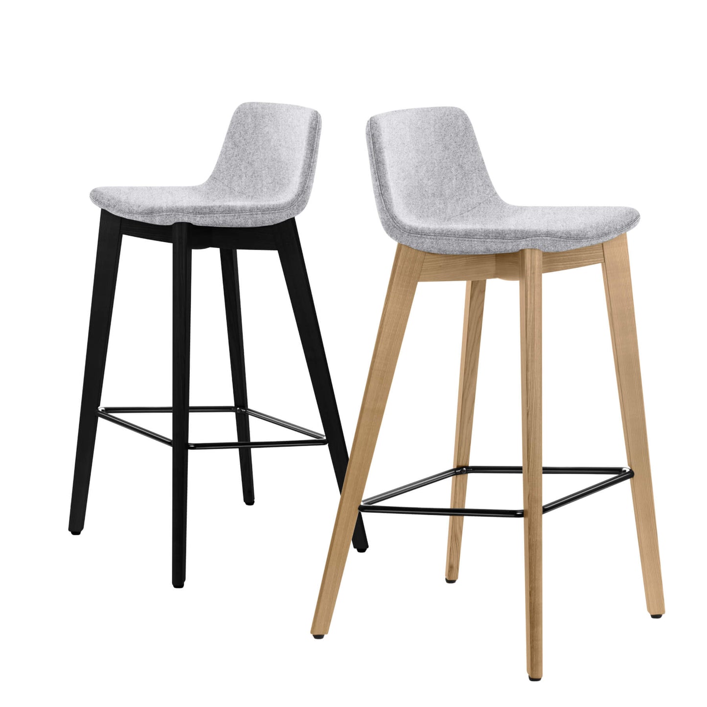 TWIST&amp;SIT bar stool | Solid wood frame, 735 mm seat height, wool cover VELITO