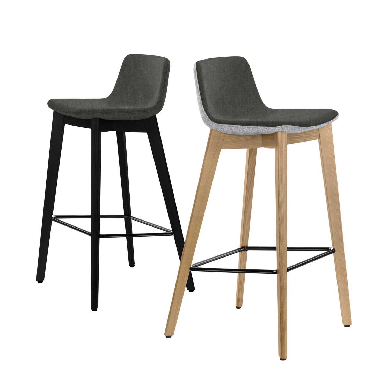 TWIST&amp;SIT bar stool | Solid wood frame, 735 mm seat height, wool cover VELITO