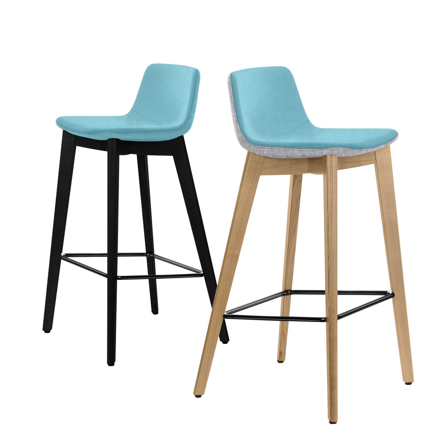TWIST&amp;SIT bar stool | Solid wood frame, 735 mm seat height, wool cover VELITO