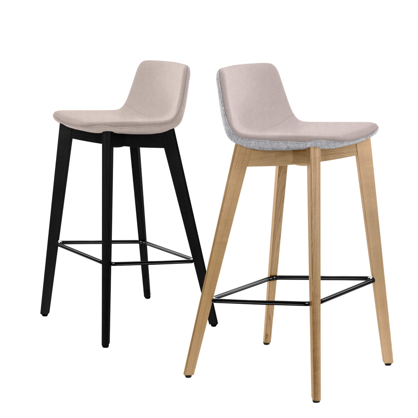 TWIST&amp;SIT bar stool | Solid wood frame, 735 mm seat height, wool cover VELITO