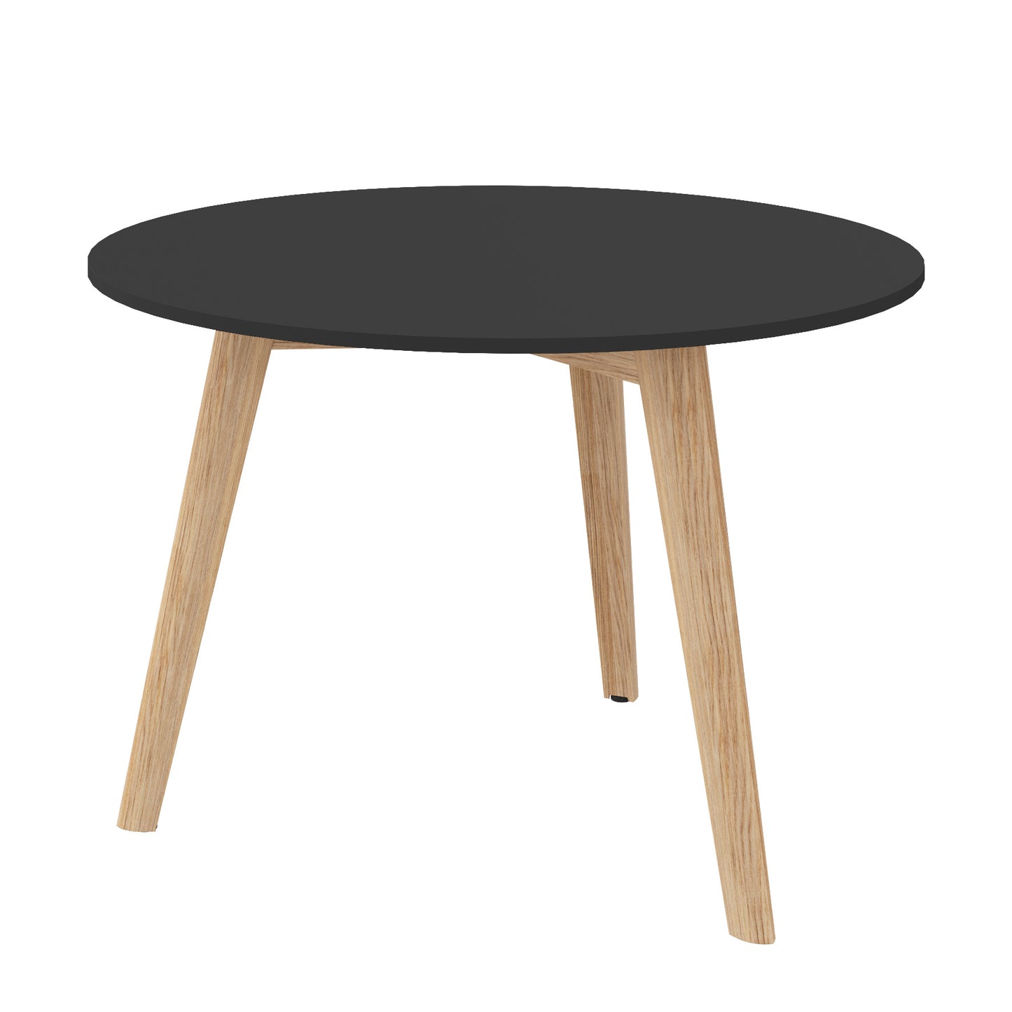 NOVA WOOD Couchtisch | Rund, Massivholz-Gestell, Ø 700 mm, HPL FENIX Schwarz