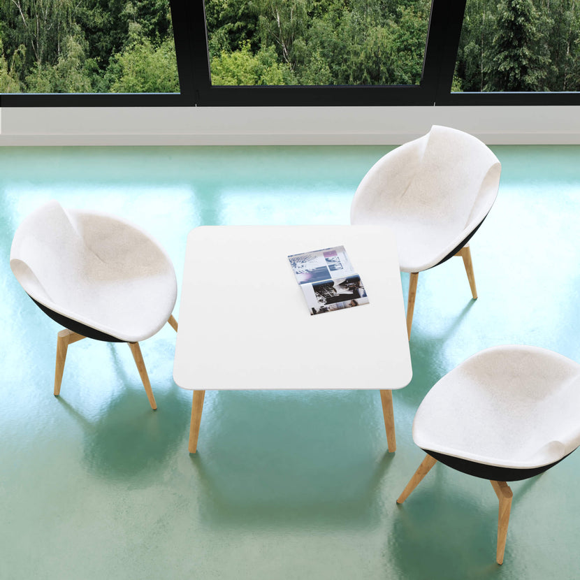 NOVA WOOD Coffee table | Solid wood frame, 700 x 700 mm, HPL white