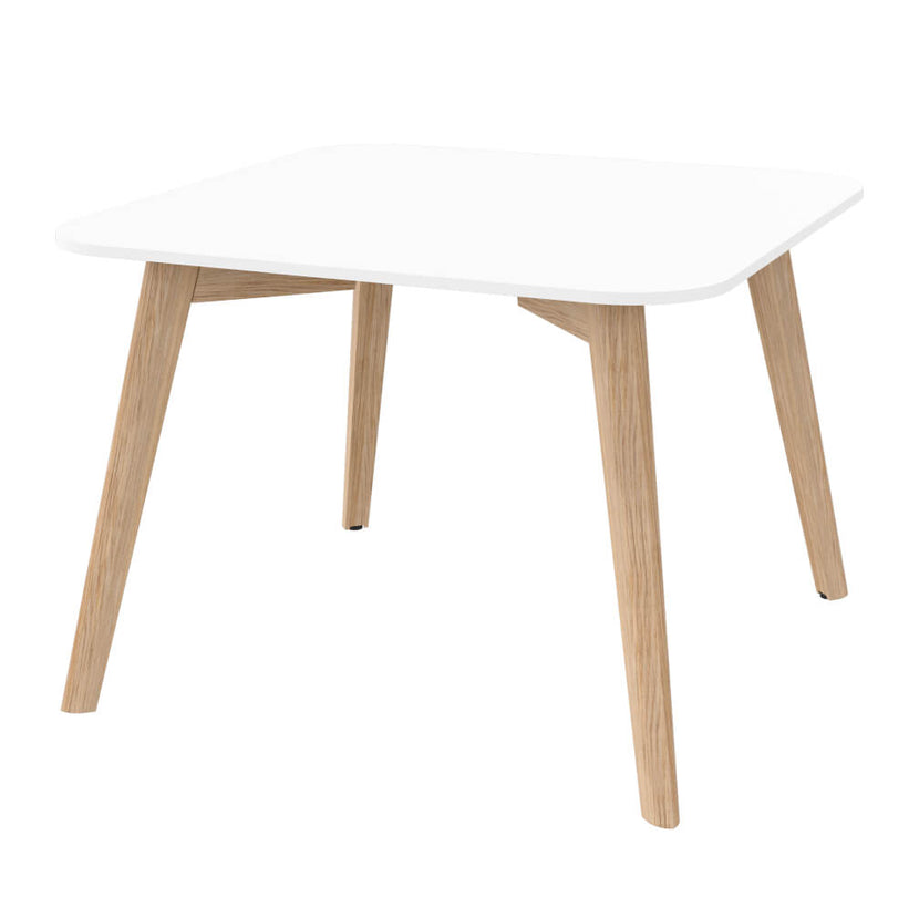 NOVA WOOD Coffee table | Solid wood frame, 700 x 700 mm, HPL white