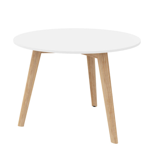 Nova Wood coffee table | Round, solid wood frame, Ø 700 mm, HPL white