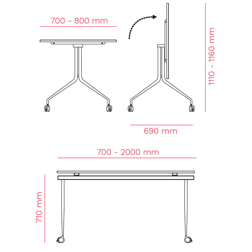 Mara LIBRO TILTING Tableau de conférence | Roulable, pliable, 1600 x 800 mm, anthracite