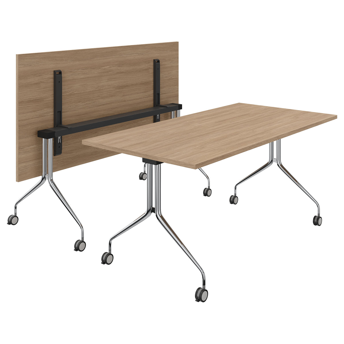 MARA - ARGO TILTING Meeting table | mobile, foldable, 1600 x 800 mm, Amber Oak  - 1 Lightbox Main Image
