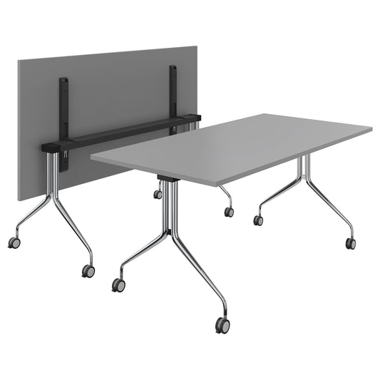 MARA LIBRO TILTING Konferenztisch | Rollbar, klappbar, 1600 x 800 mm, Perlgrau