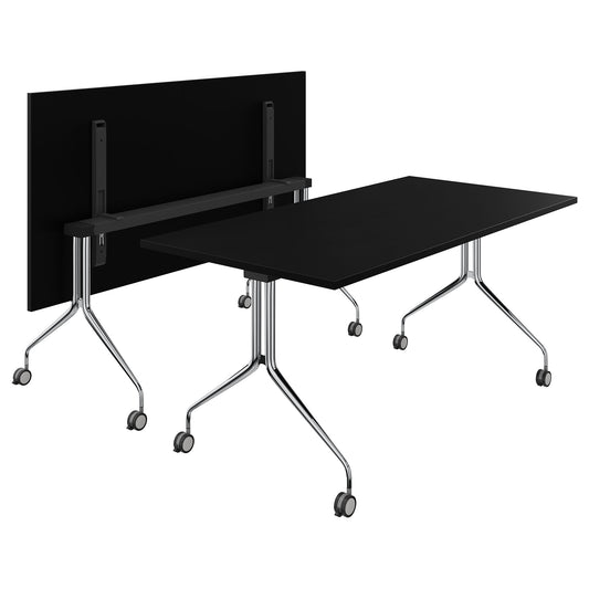 MARA LIBRO TILTING Konferenztisch | Rollbar, klappbar, 1600 x 800 mm, Schwarz