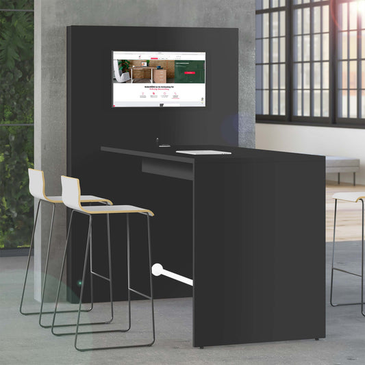 MEDIAWALL meeting table | Multimedia presentation, monitor holder, integrated socket, 1932 x 1200 mm, anthracite