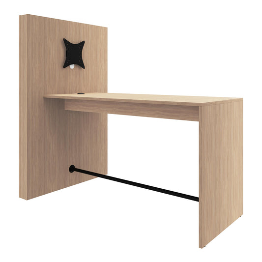 Table de réunion MEDIAWALL | Présentation multimédia, support moniteur, prise intégrée, 1932 x 1200 mm, chêne ambré