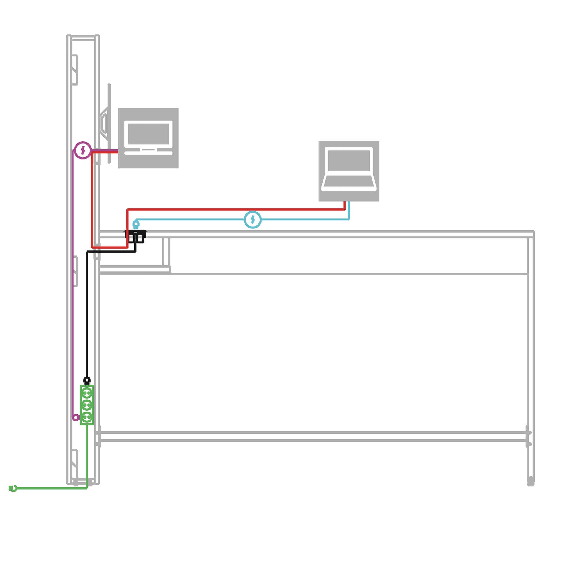 MEDIAWALL Besprechungstisch | Multimedia-Präsentation, Monitorhalterung, Steckdose integriert, 1932 x 1200 mm, Bernsteineiche