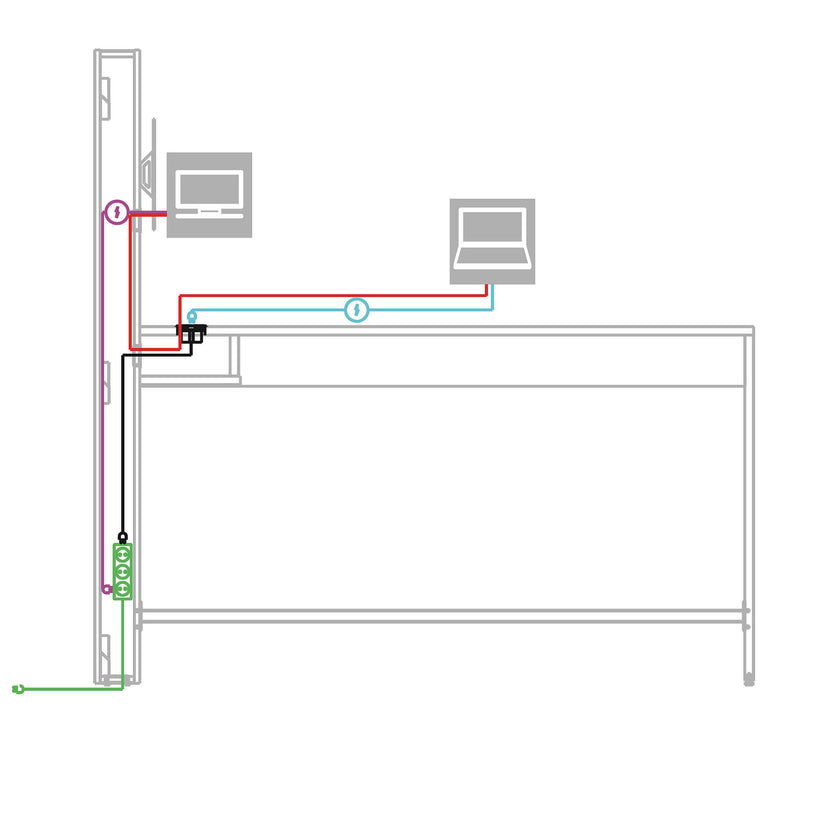 MEDIAWALL Besprechungstisch | Multimedia-Präsentation, Monitorhalterung, Steckdose integriert, 1932 x 1200 mm, Bernsteineiche
