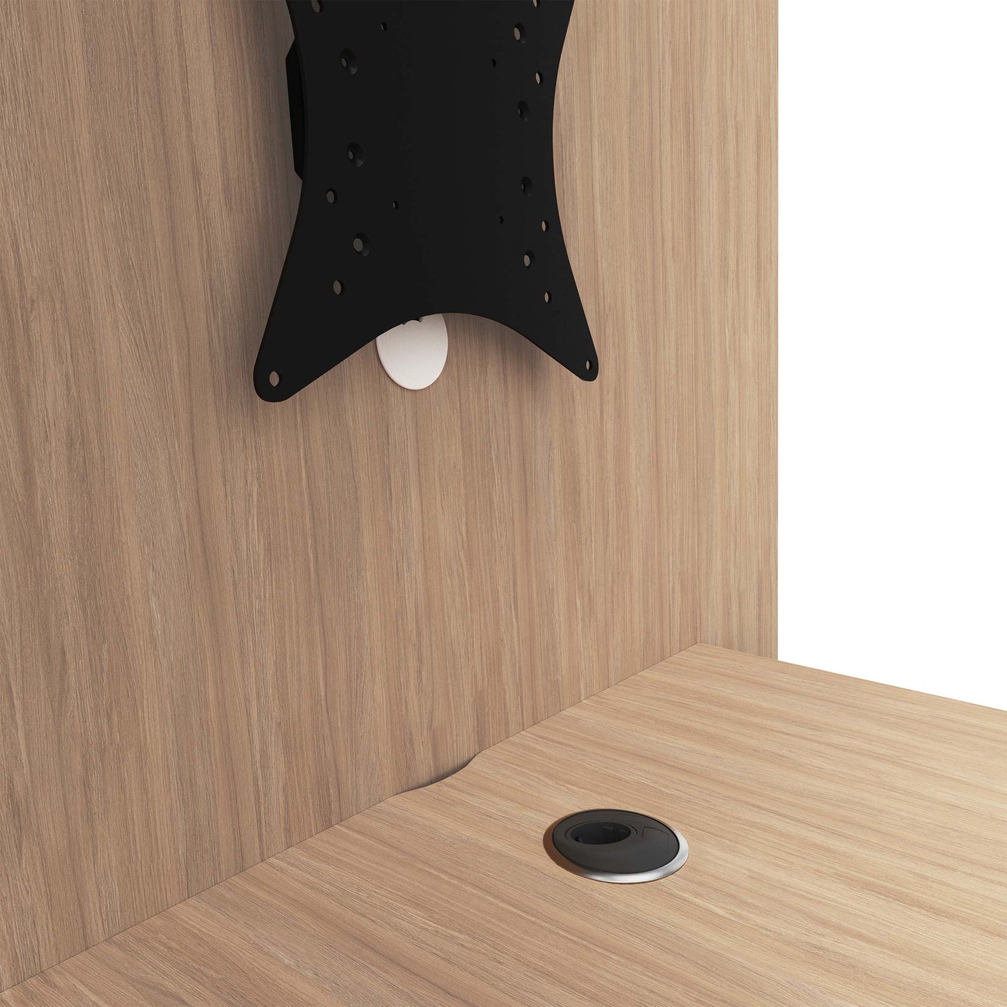 MEDIAWALL meeting table | Multimedia presentation, monitor holder, integrated socket, 1932 x 1200 mm, amber oak