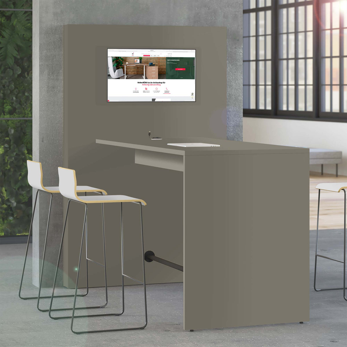 MEDIAWALL Besprechungstisch | Multimedia-Präsentation, Monitorhalterung, Steckdose integriert, 1932 x 1200 mm, Cubanitgrau - 1 Lightbox Main Image