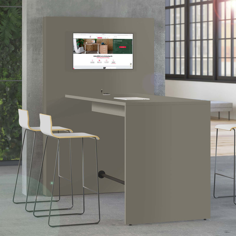 MEDIAWALL Besprechungstisch | Multimedia-Präsentation, Monitorhalterung, Steckdose integriert, 1932 x 1200 mm, Cubanitgrau - 1 Main Image