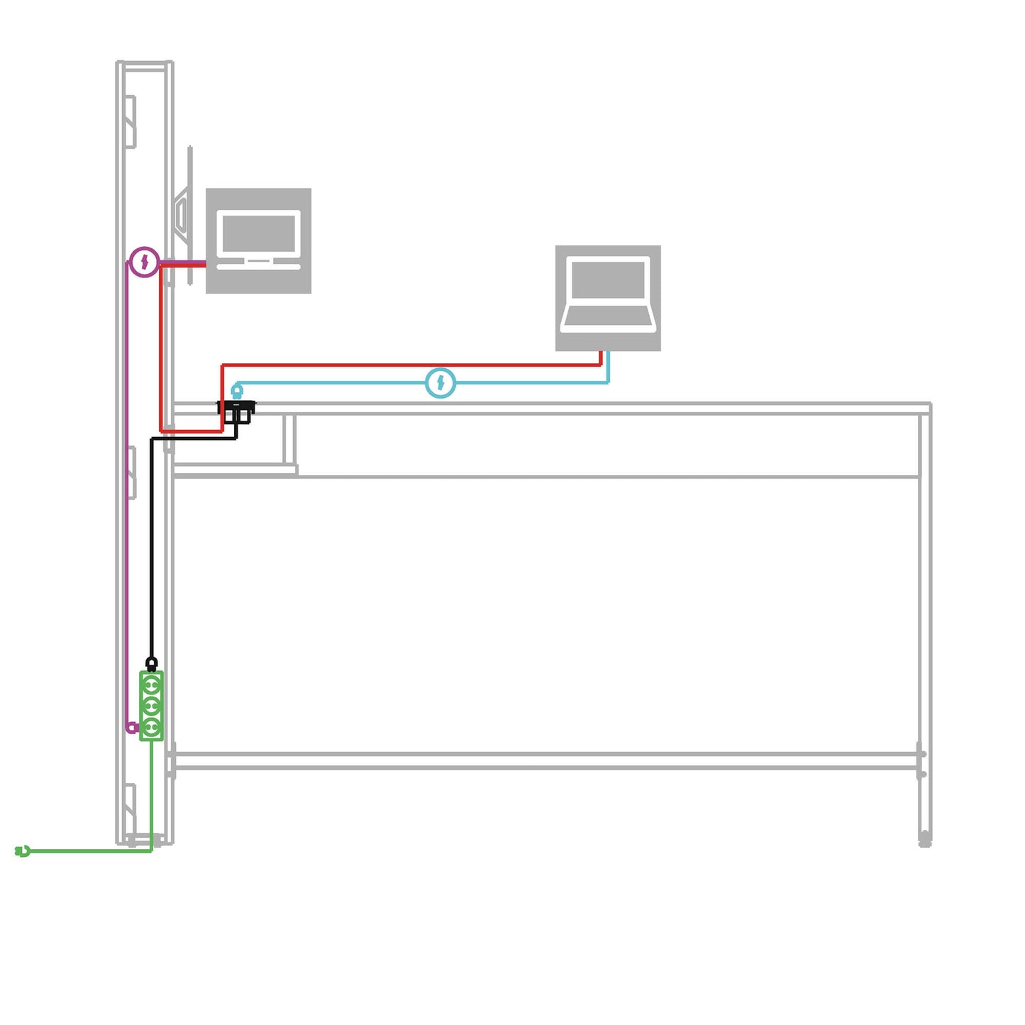 MEDIAWALL meeting table | Multimedia presentation, monitor holder, integrated socket, 1932 x 1200 mm, Cubanite gray