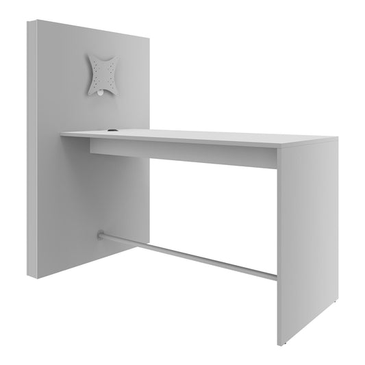 Table de réunion MEDIAWALL | Présentation multimédia, support d'écran, prise intégrée, 1932 x 1200 mm, gris perle