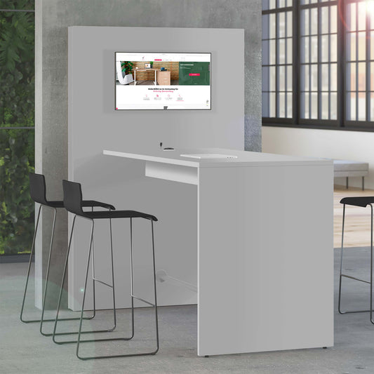 MEDIAWALL meeting table | Multimedia presentation, monitor holder, integrated socket, 1932 x 1200 mm, pearl gray