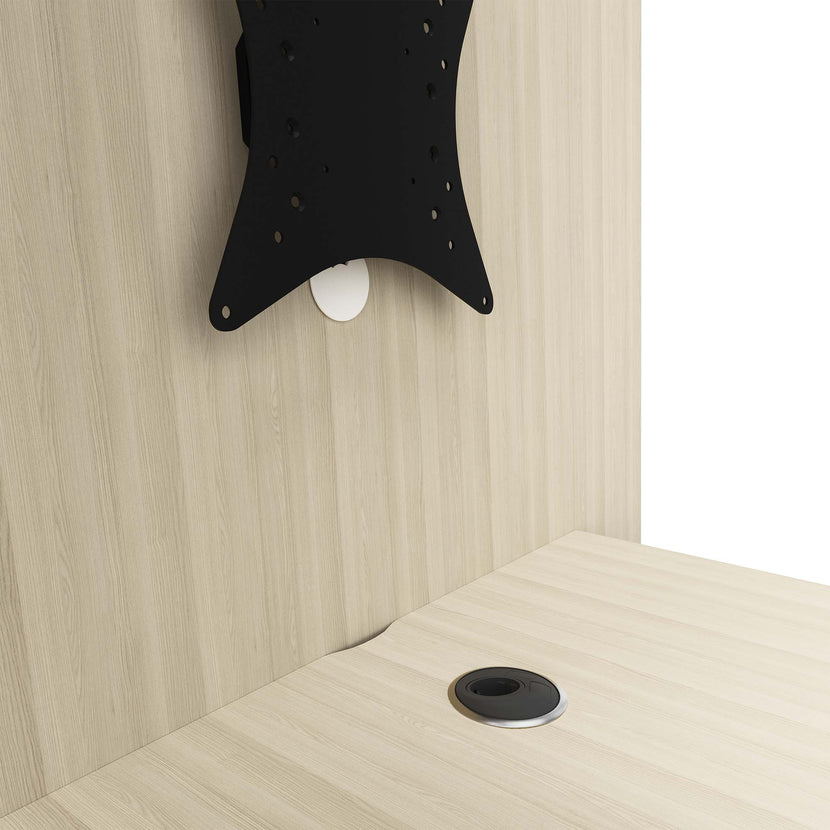 MEDIAWALL Tabella delle riunioni | Presentazione multimediale, staffa del monitor, socket integrato, 1932 x 1200 mm, cenere di sabbia