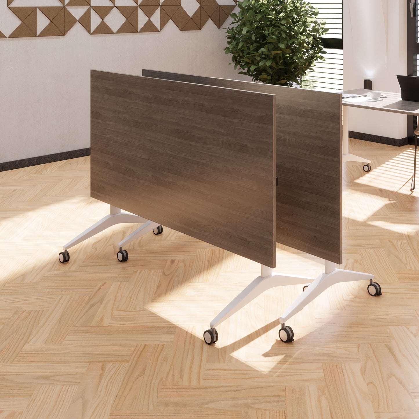 MARA SAVIO TILTING Klapptisch | Rollbar, klappbar, 1600 x 800 mm, Nordeiche grau