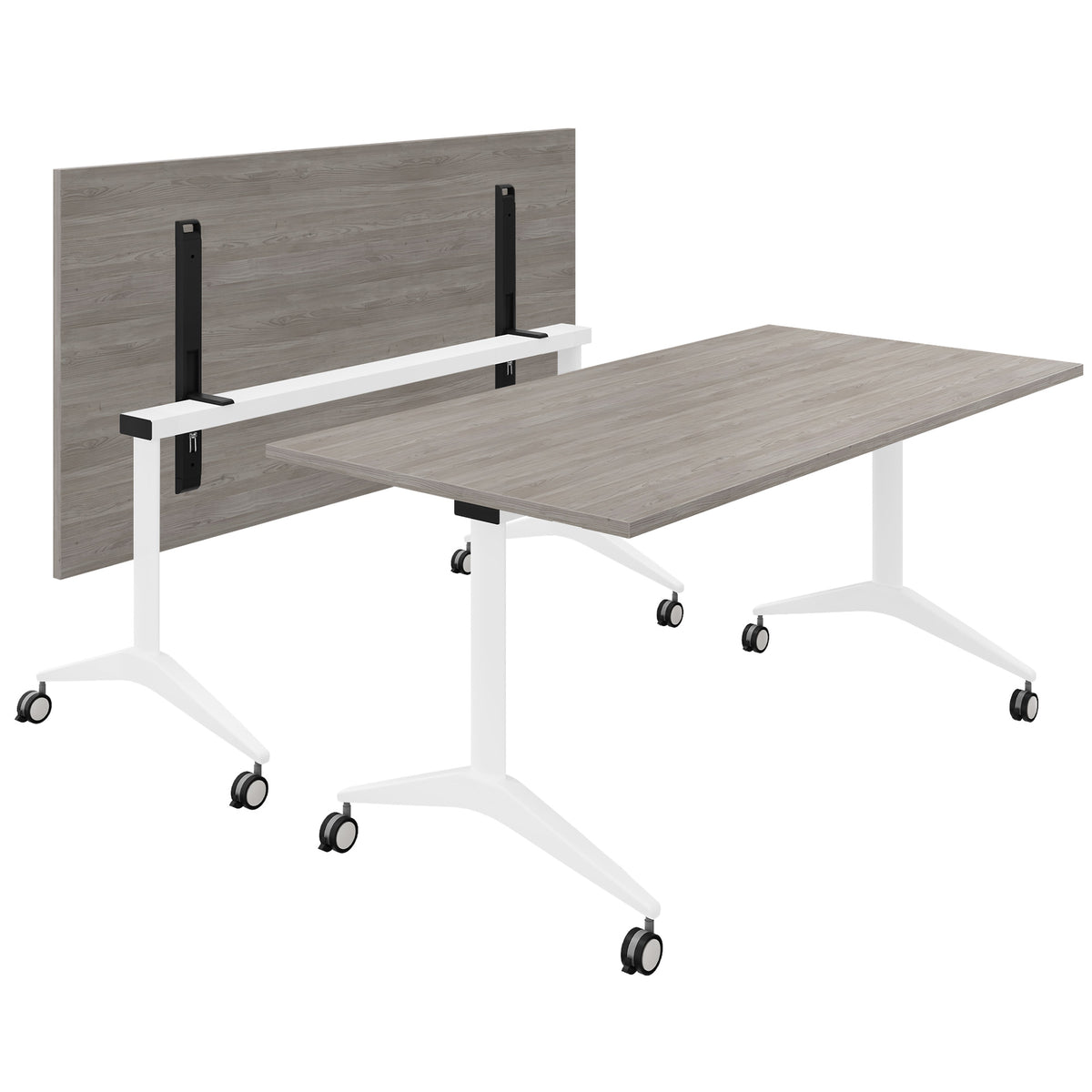 MARA - SAVIO TILTING Klapptisch | Rollbar, klappbar, 1600 x 800 mm, Nordeiche grau - 2 Lightbox Main Image