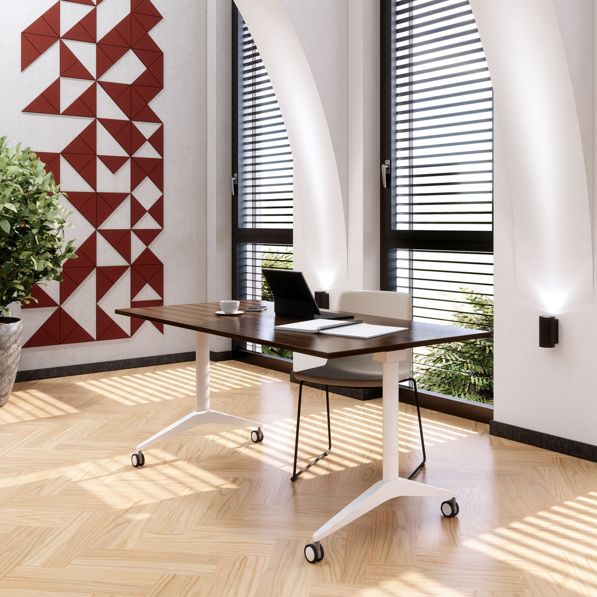 MARA - SAVIO TILTING Klapptisch | Rollbar, klappbar, 1600 x 800 mm, Nussbaum - 12 Lightbox Main Image