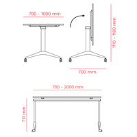 Mara Savio Tilting folding table | Rollable, foldable, 1600 x 800 mm, white