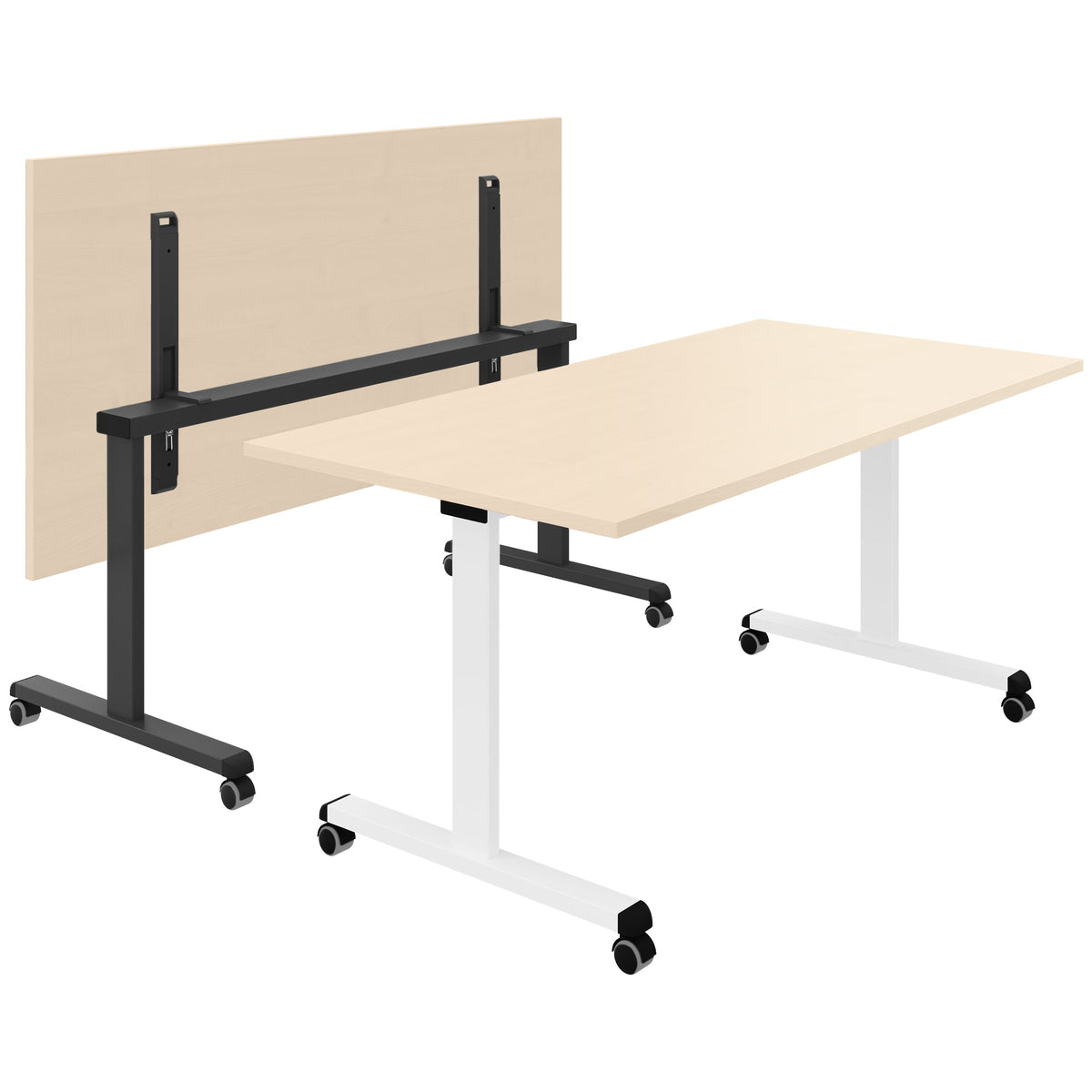MARA - TILTING Folding Table | on castors, foldable, 1600 x 800 mm, Maple  - 1 Lightbox Main Image